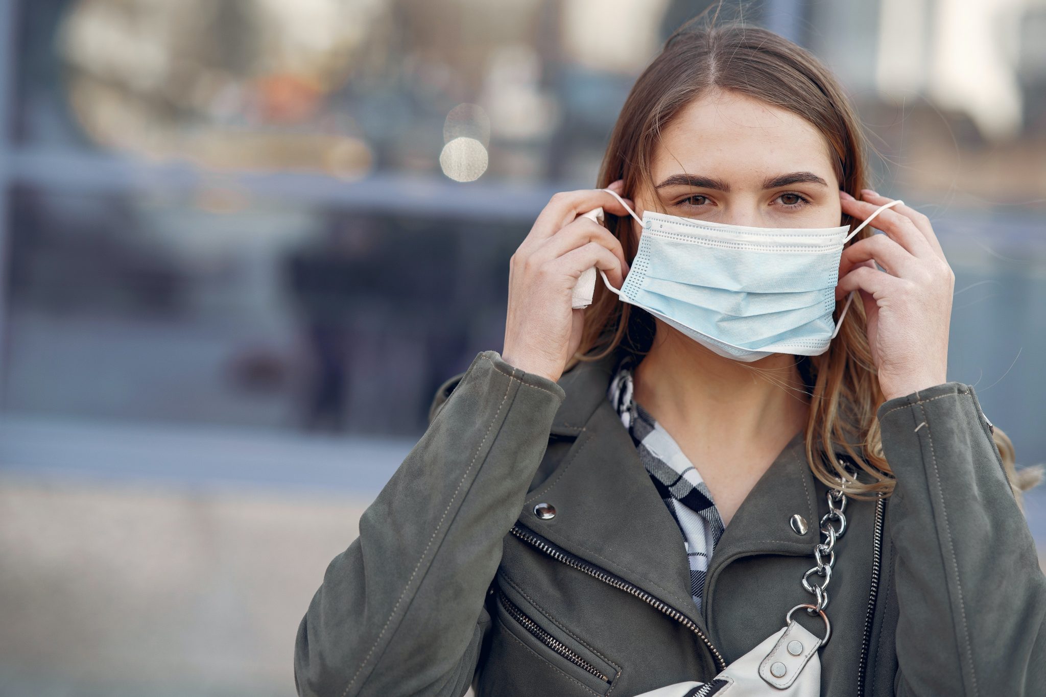 Girl wearing a mask